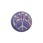 Badge Peace blanc fond mauve