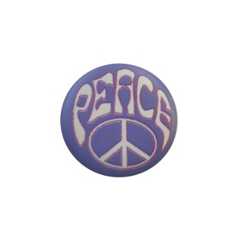 Badge Peace blanc fond mauve