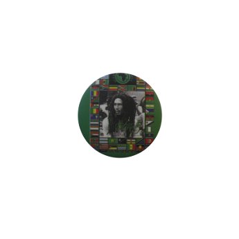 Badge Bob Marley fond vert