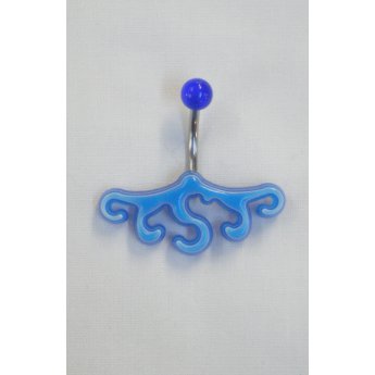 Piercing nombril tribal vague bleue