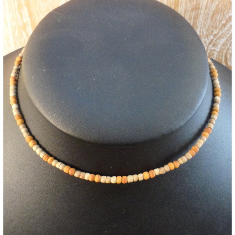 Collier ras de cou beige/orange