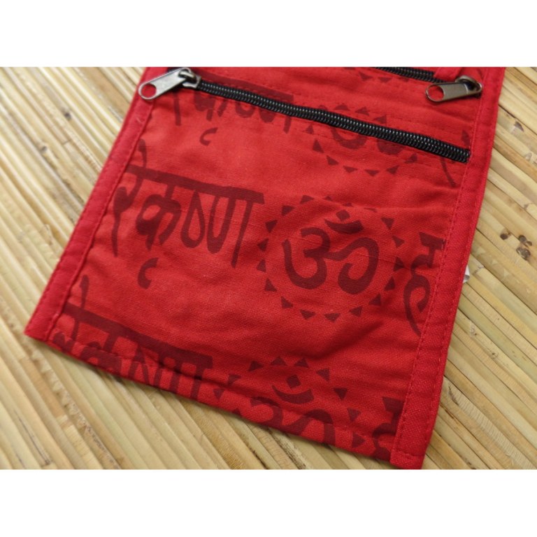 Sac passeport rouge sanscrit Aum