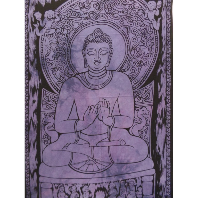 Mini tenture violette Bouddha dharmacakra-mudrā