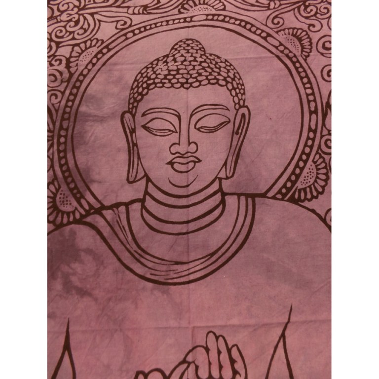 Mini tenture violette Bouddha dharmacakra-mudrā