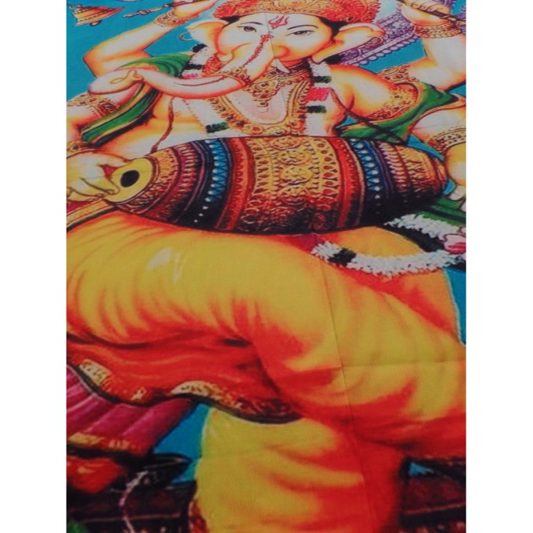 Petite tenture bleue Ganesh et son tambourin