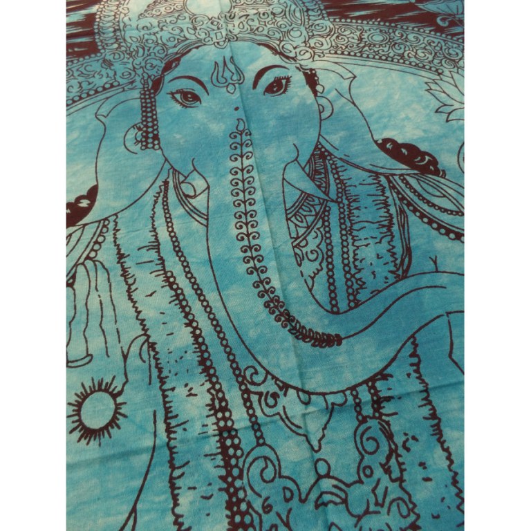 Petite tenture bleue abhayamudrâ Ganesh et son rat