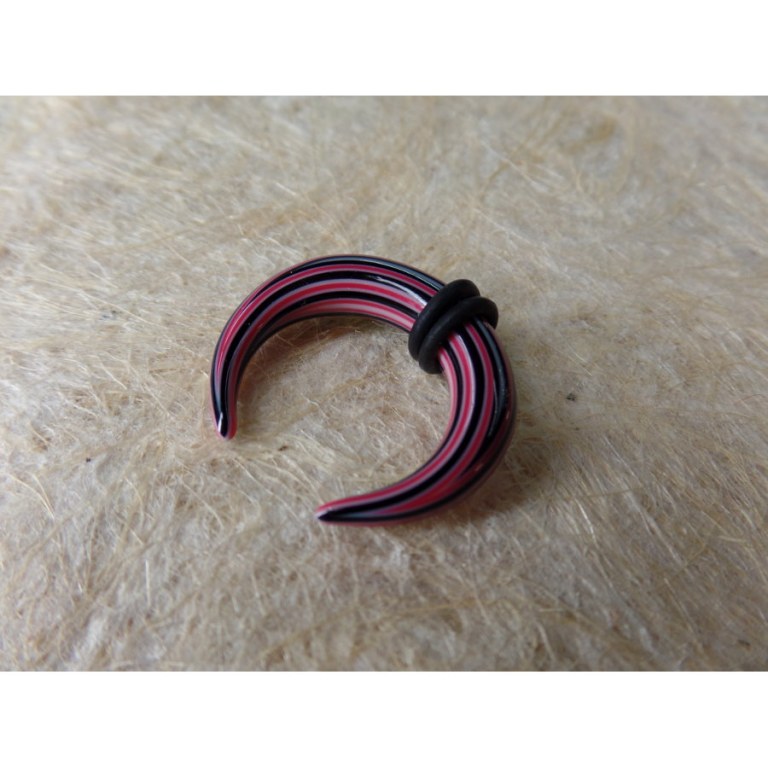 Elargisseur d'oreille demi lune rose et noir