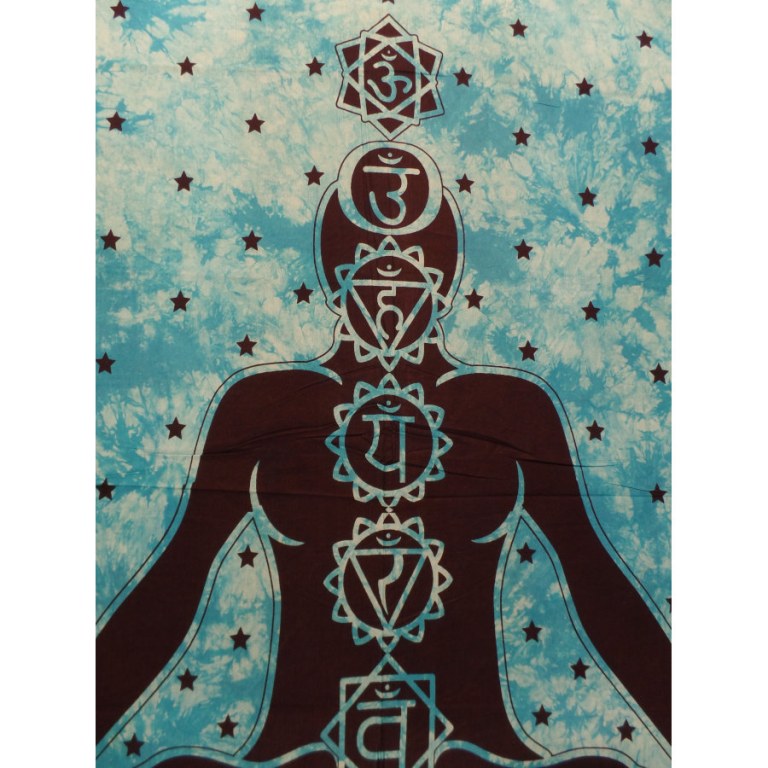 Tenture maxi bleue Bouddha 7 chakras 