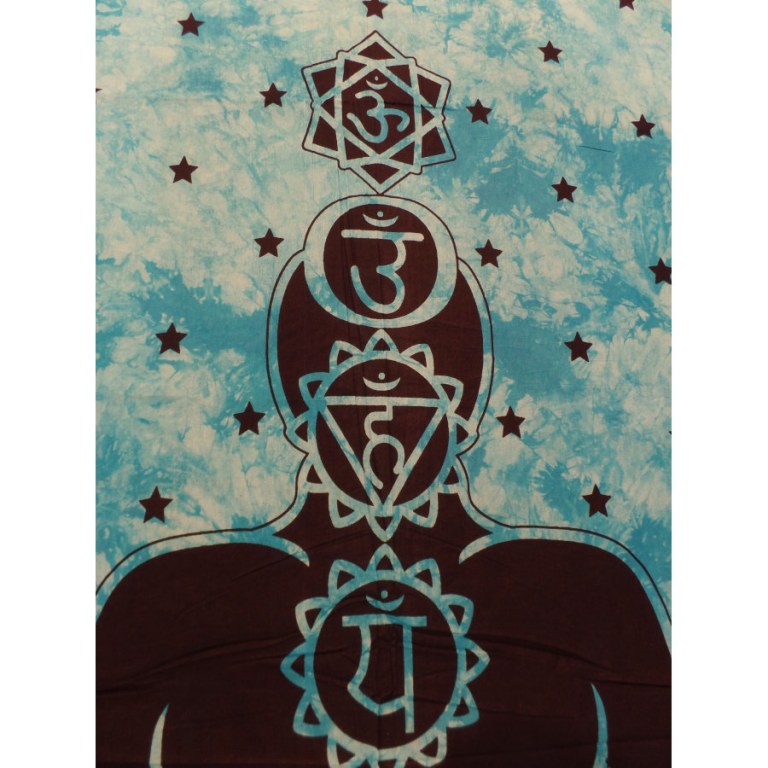 Tenture maxi bleue Bouddha 7 chakras 