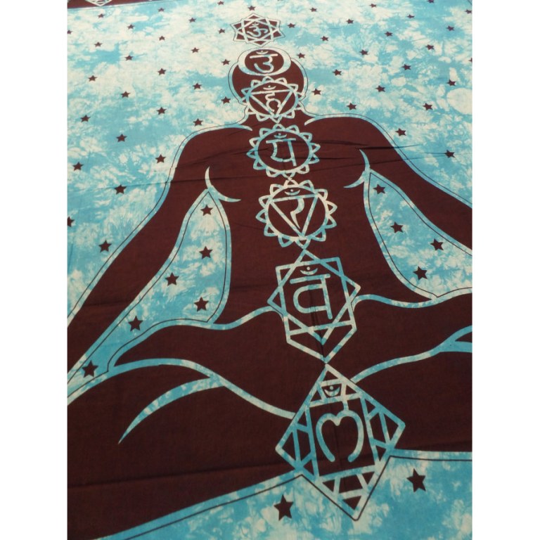 Tenture maxi bleue Bouddha 7 chakras 