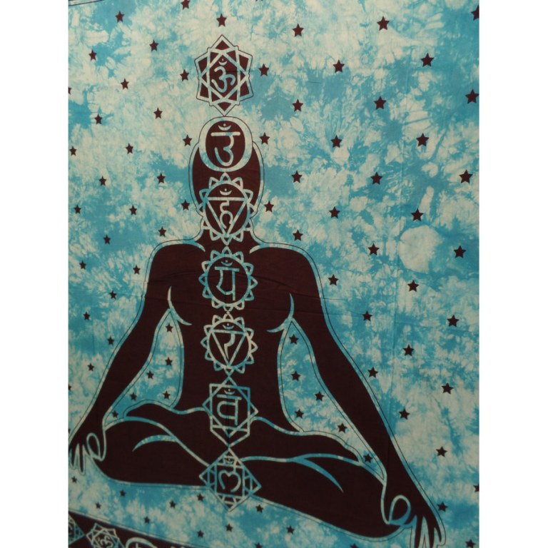 Tenture maxi bleue Bouddha 7 chakras 