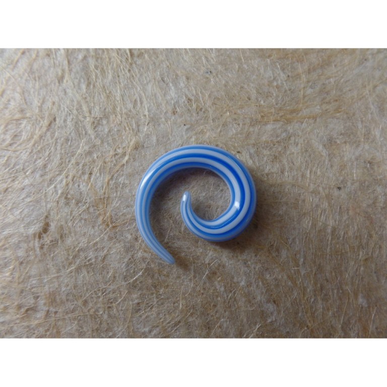 Elargisseur d'oreille bleu/blanc spirale 