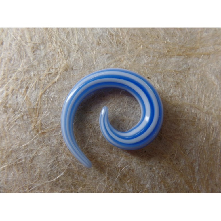 Elargisseur d'oreille bleu/blanc spirale 