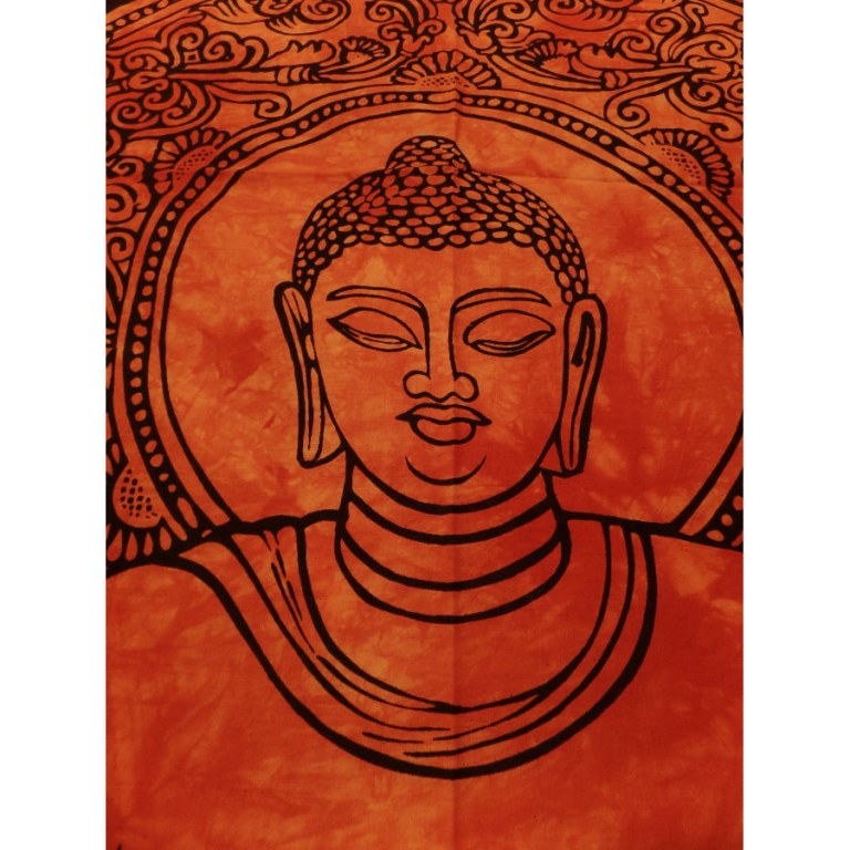 Mini tenture orange Bouddha dharmacakra-mudrā