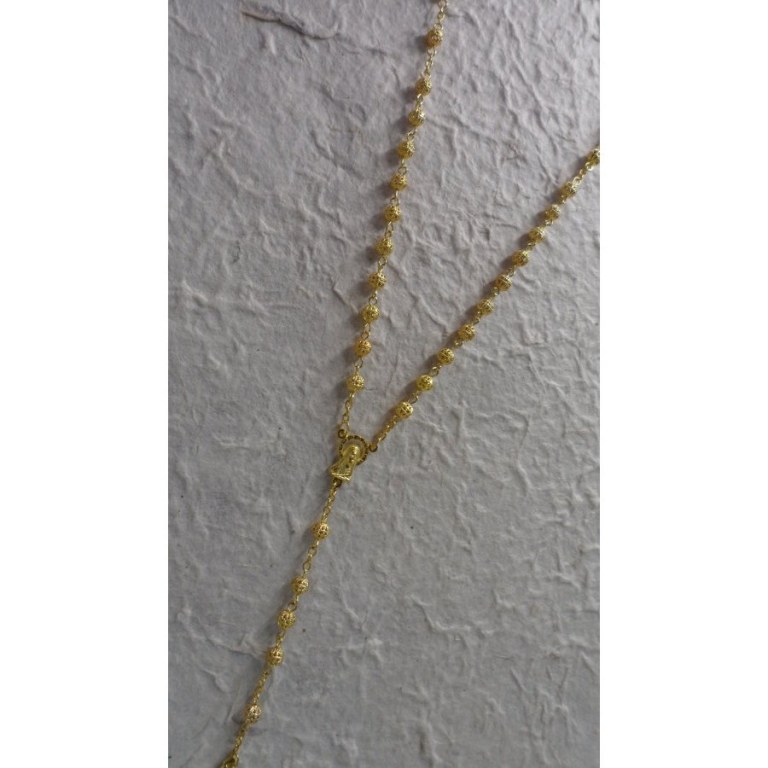 Chapelet perles ciselées dorées