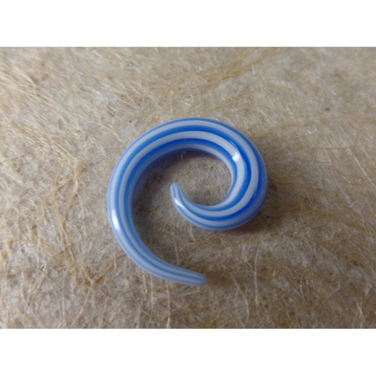 Elargisseur d'oreille bleu/blanc spirale 