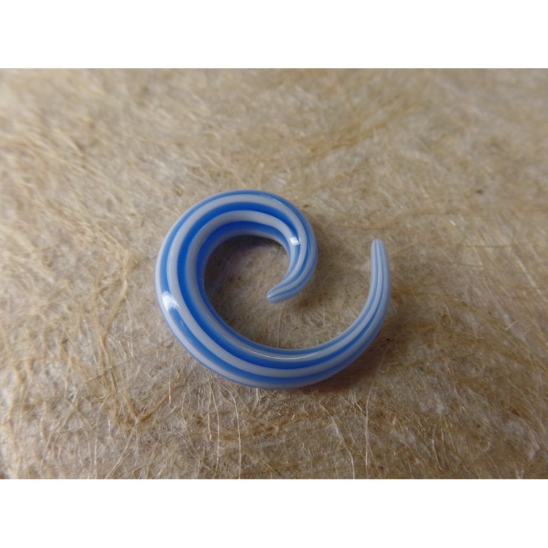 Elargisseur d'oreille bleu/blanc spirale 