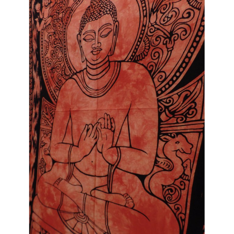 Mini tenture orange Bouddha dharmacakra-mudrā