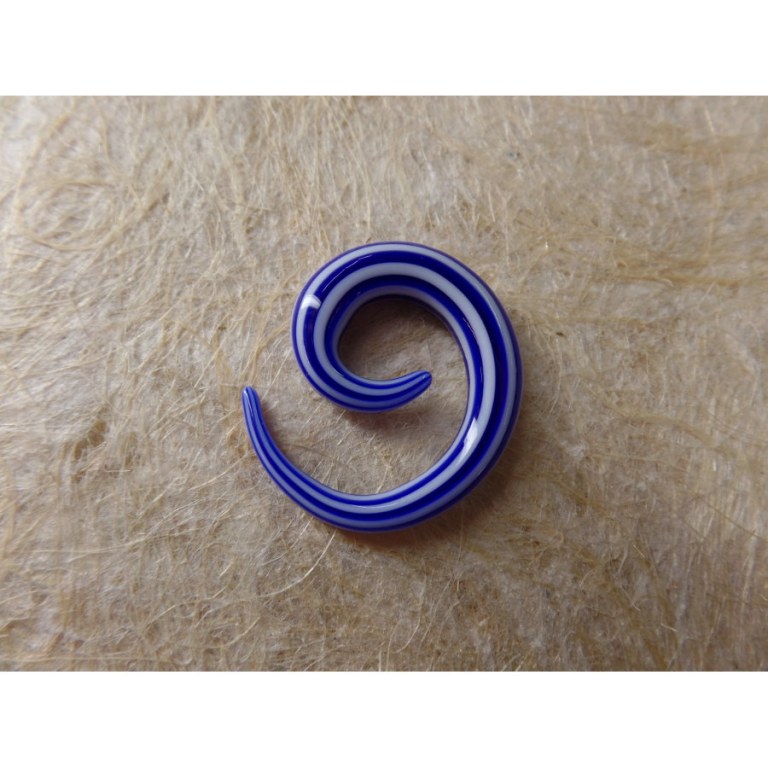 Elargisseur d'oreille bleu/blanc spirale 
