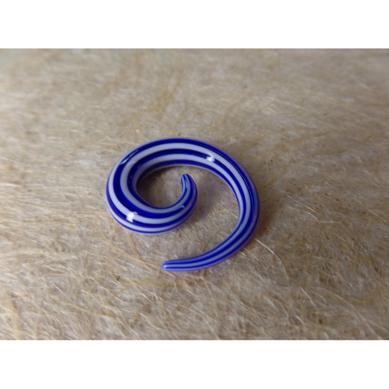 Elargisseur d'oreille bleu/blanc spirale 