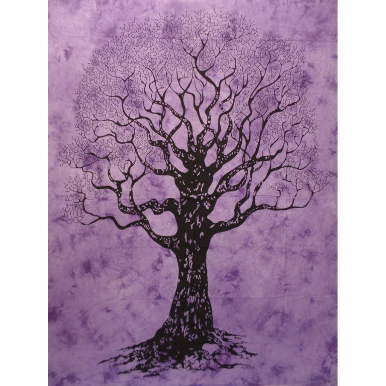 Tenture maxi arbre de vie lilas