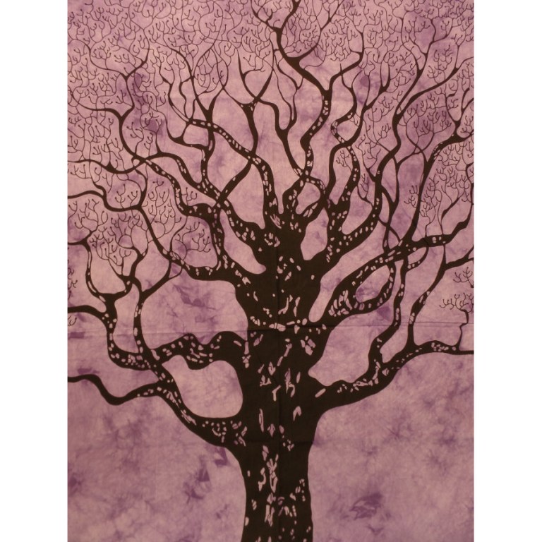 Tenture maxi arbre de vie lilas