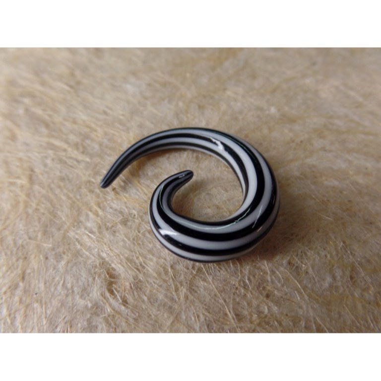 Elargisseur d'oreille noir/blanc spirale 