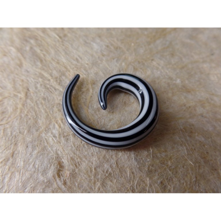 Elargisseur d'oreille noir/blanc spirale 