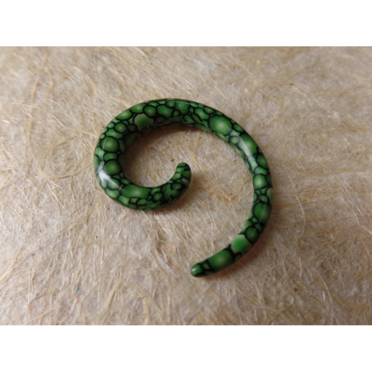 Elargisseur d'oreille vert spirale 