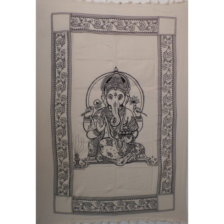 Tenture Dieu Ganesh noir/blanc