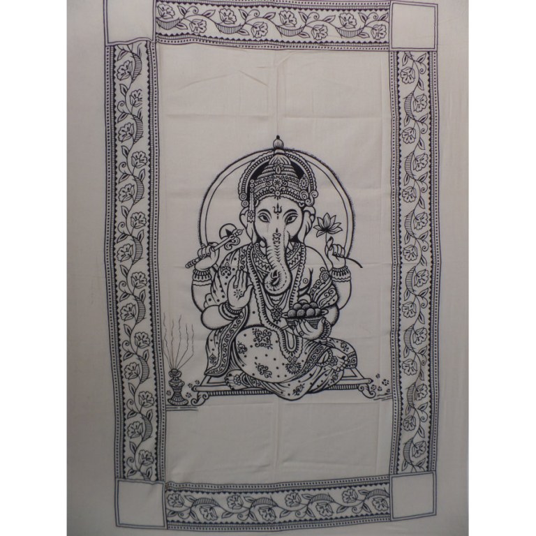 Tenture Dieu Ganesh noir/blanc