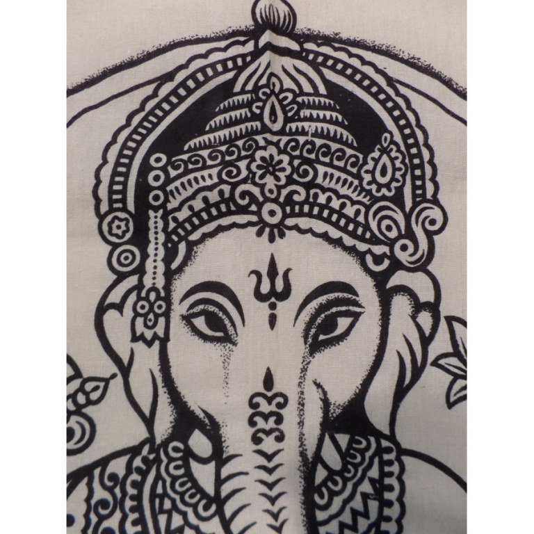 Tenture Dieu Ganesh noir/blanc