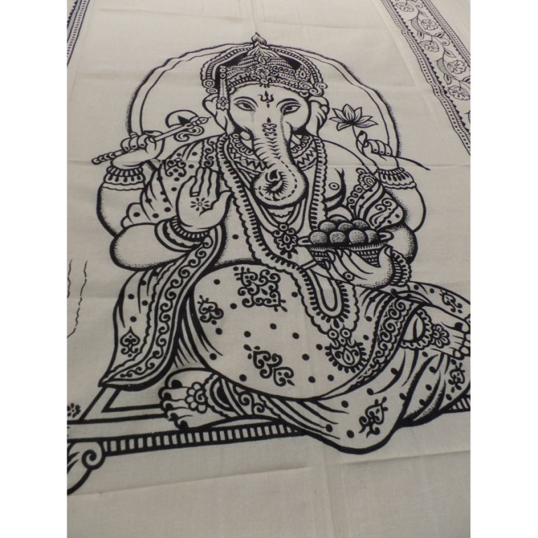 Tenture Dieu Ganesh noir/blanc