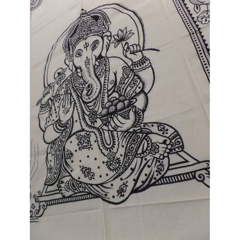 Tenture Dieu Ganesh noir/blanc