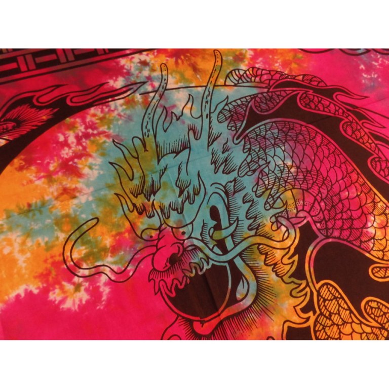 Tenture multicolore dragons yin yang