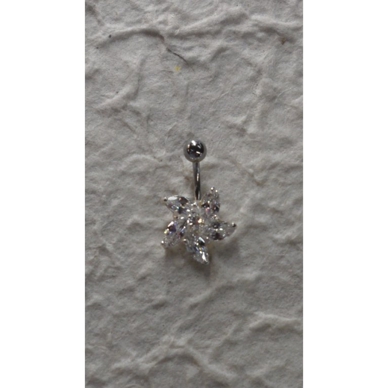 Piercing nombril argent & strass tourniquet