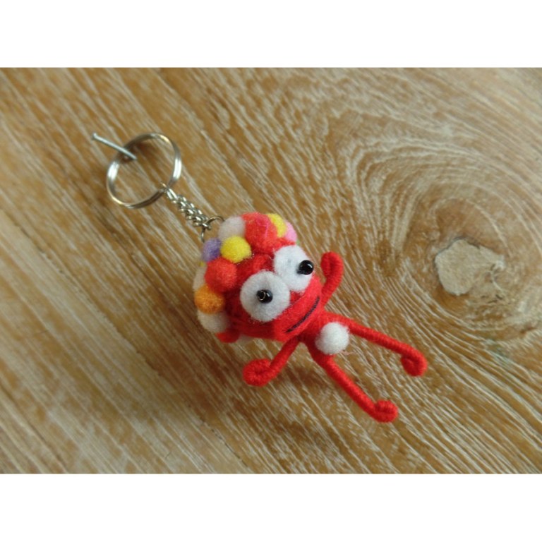 Porte clé pompons girl rouge