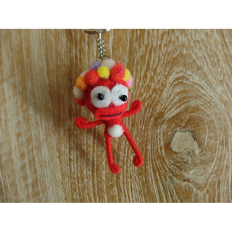 Porte clé pompons girl rouge