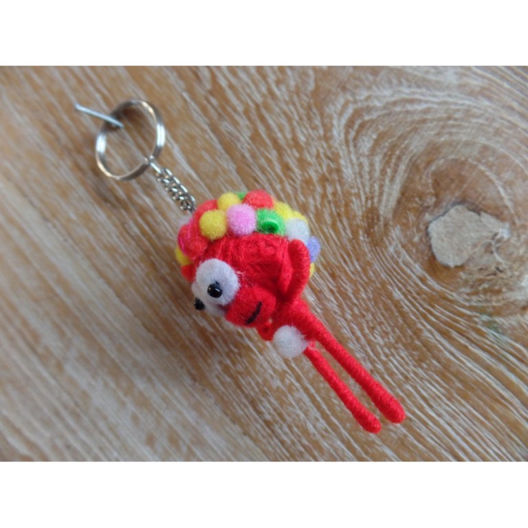 Porte clé pompons girl rouge