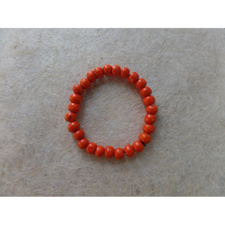 Bracelet élastique perles en bois oranges