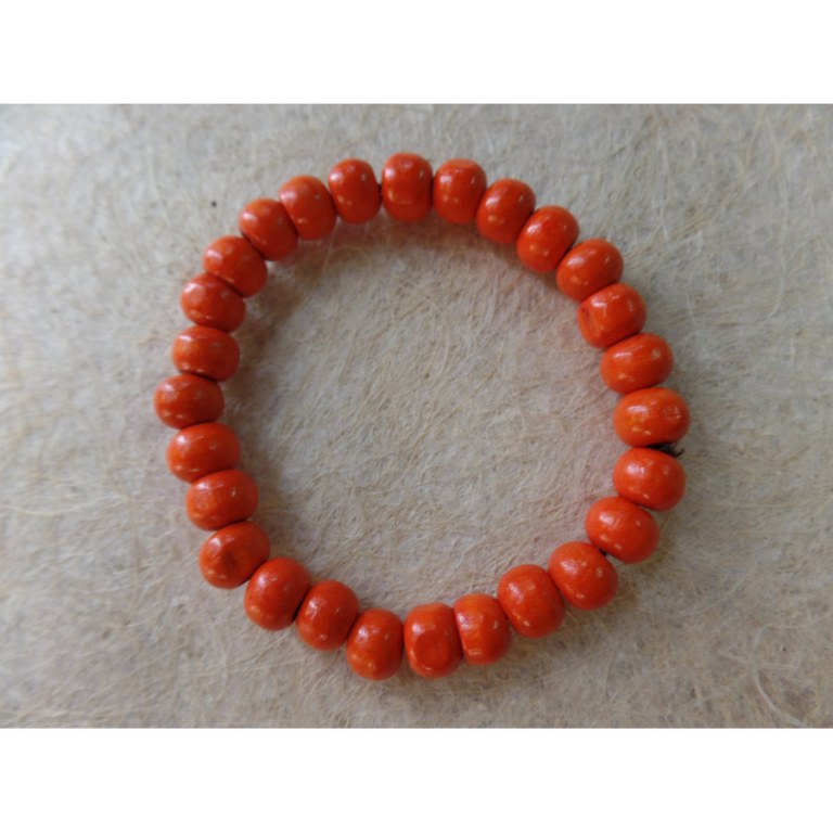 Bracelet élastique perles en bois oranges