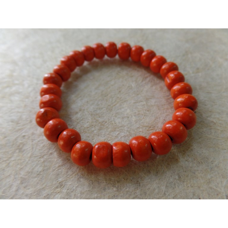 Bracelet élastique perles en bois oranges