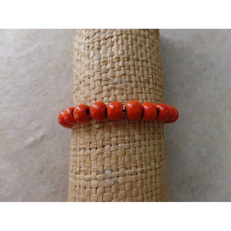 Bracelet élastique perles en bois oranges