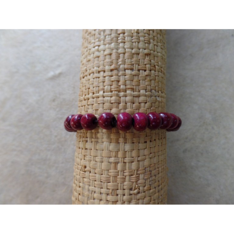 Bracelet élastique perles en bois violettes