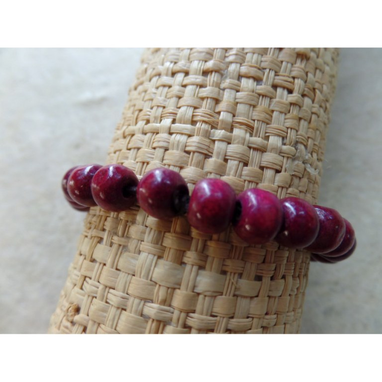 Bracelet élastique perles en bois cerise