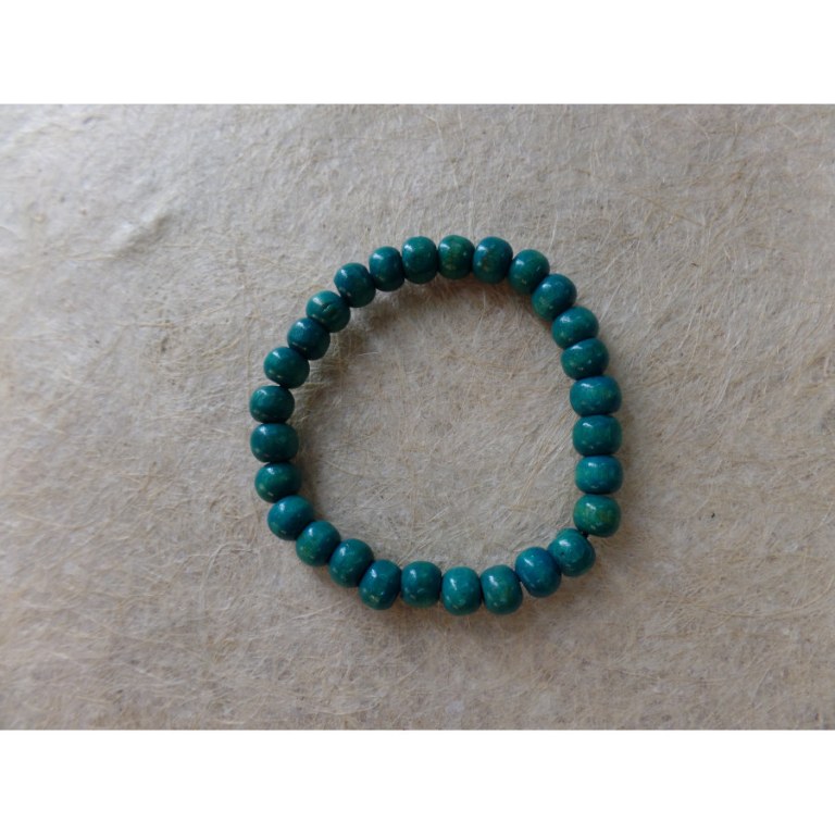 Bracelet élastique perles en bois turquoise