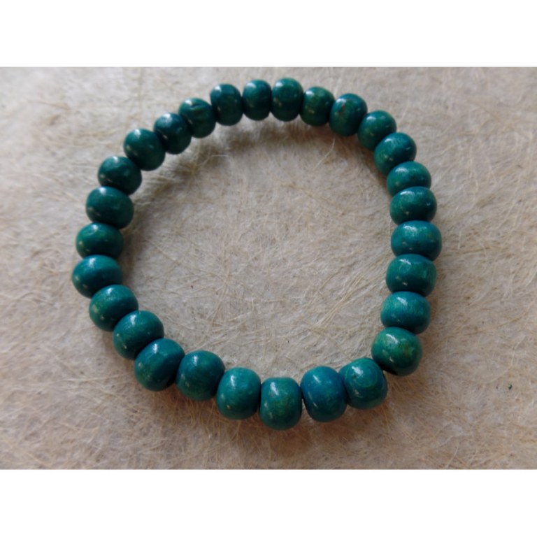 Bracelet élastique perles en bois turquoise