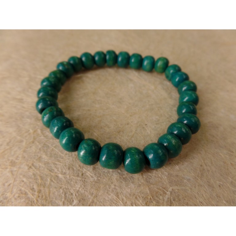 Bracelet élastique perles en bois turquoise