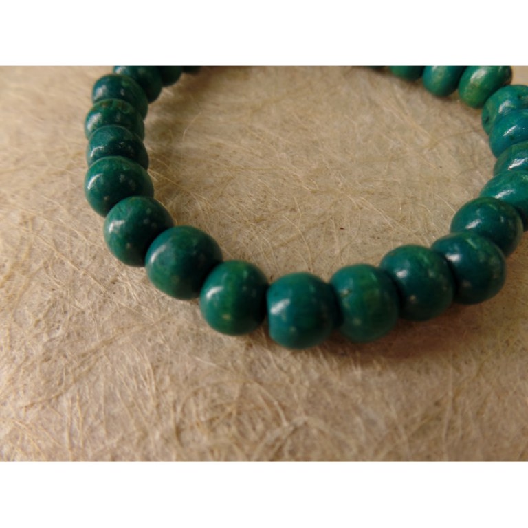 Bracelet élastique perles en bois turquoise