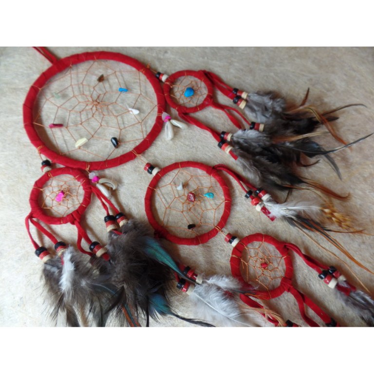 Dreamcatcher 5 cercles mahpe rouge